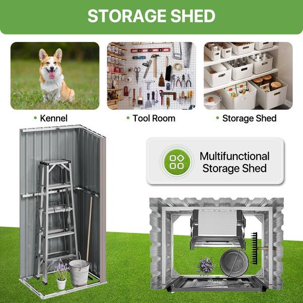 Sizzim Outdoor 3 ft. W x 2 ft. D Metal Storage Shed with
