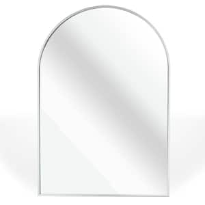 30 in. H x 20 in. W Vanity Mirror with Metal Frame for Bathroom, Bedroom, Entryway, Modern Arch Top Wall Mirror (Silver)