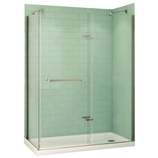 MAAX Reveal 32 in. x 60 in. x 74-1/2 in. Corner Shower Kit in Chrome with Right Drain Base in White