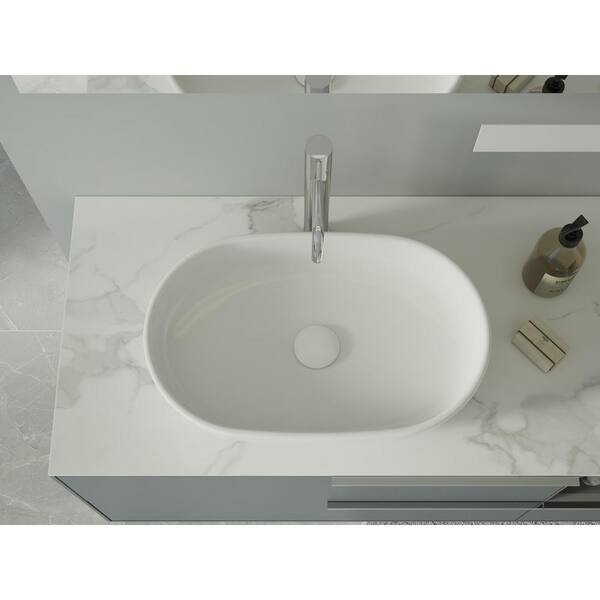Silver Bathroom Oval Glass Vessel Sinks Above Counter Basin Bowl Combo Tap Drain - View #9