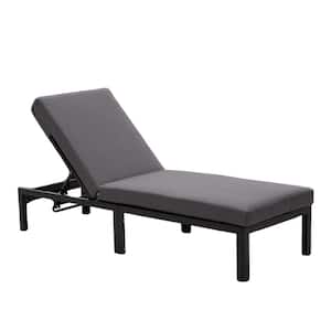 Gray Aluminum Outdoor Chaise Lounge Chair and 5-Position Adjustable Recliner