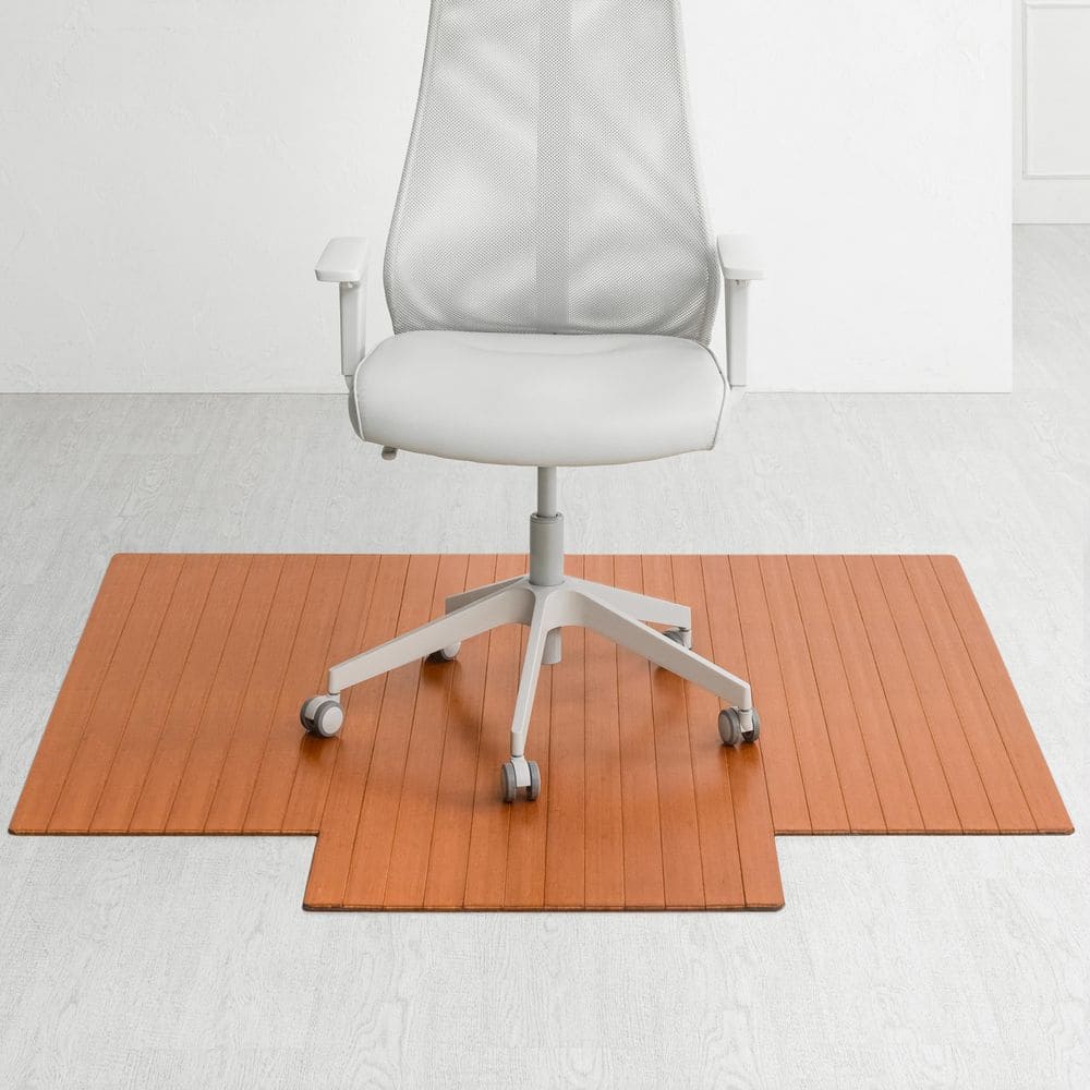 Anji Mountain Walnut 55 in. x 57 in. Bamboo Roll-Up Chair Mat with