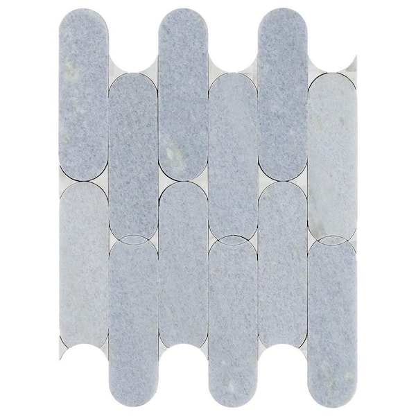 Ivy Hill Tile Nostradam Blue Celeste 1.66 in. x 0.39 in. Polished Marble Wall Mosaic Tile Sample
