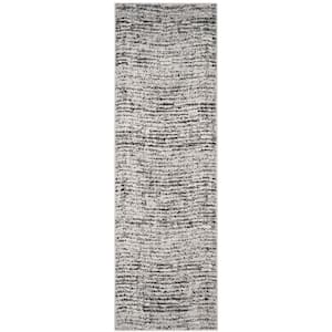 Adirondack Black/Silver 3 ft. x 16 ft. Striped Runner Rug