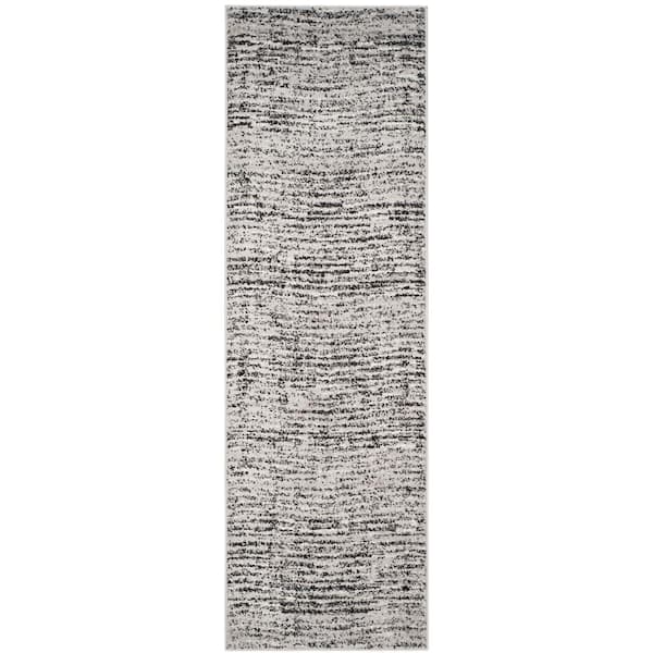 SAFAVIEH Adirondack Black/Silver 3 ft. x 16 ft. Striped Runner Rug