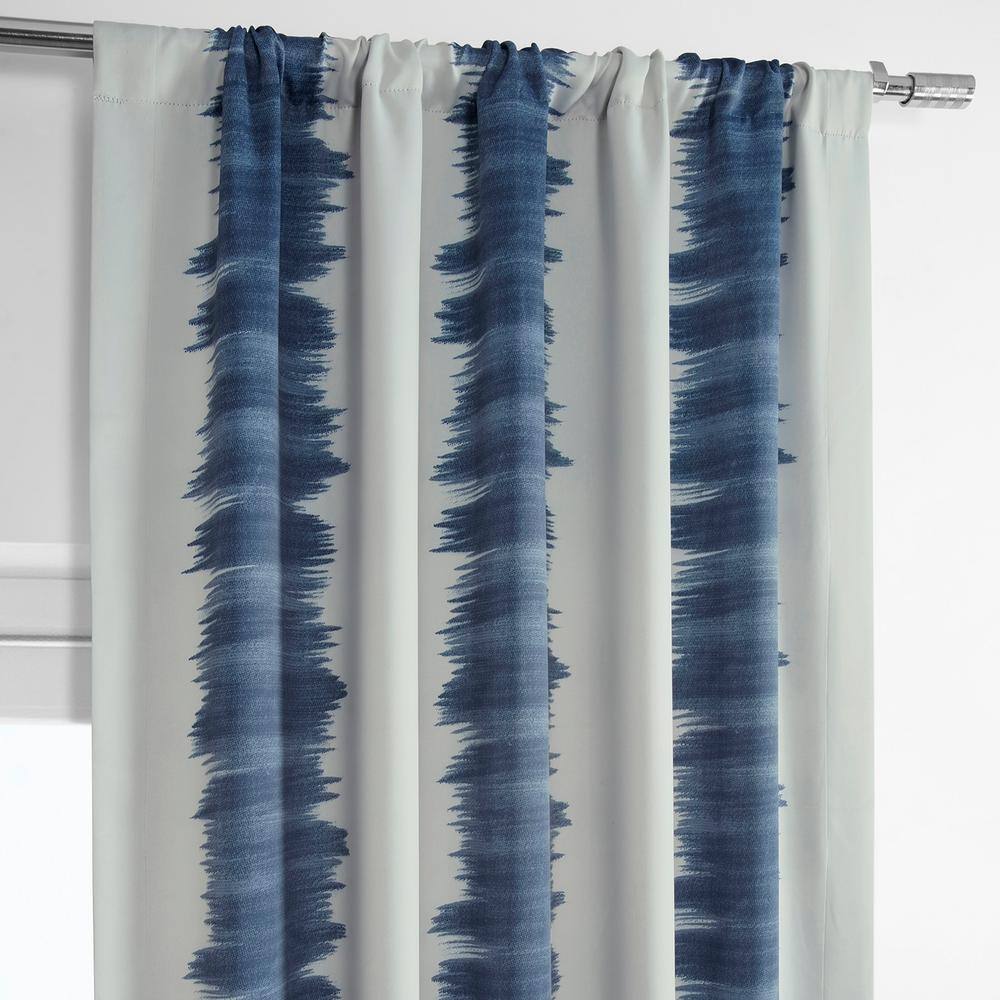Flambe Blue Ikat Print Blackout Twin Curtains
