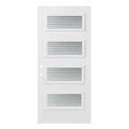 32 in. x 80 in. Lorraine Masterline 4 Lite Painted White Right-Hand Inswing Steel Prehung Front Door