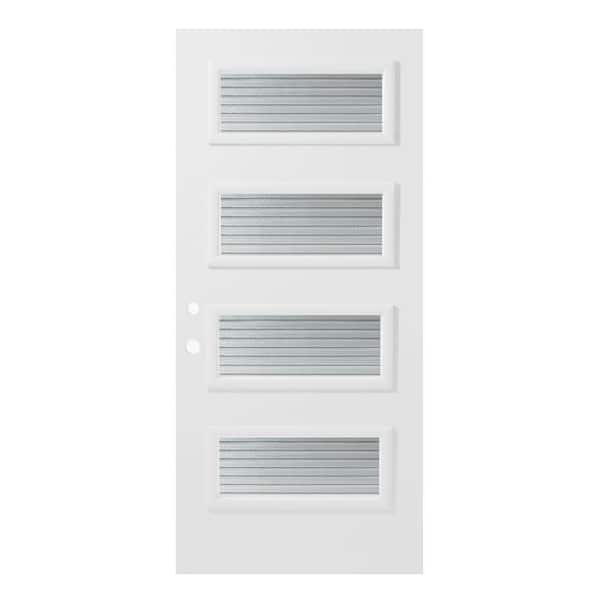 Stanley Doors 32 in. x 80 in. Lorraine Masterline 4 Lite Painted White Right-Hand Inswing Steel Prehung Front Door