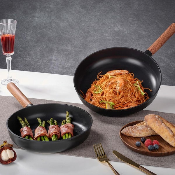 17 Piece Black Ceramic Non-Stick Induction Safe Stackable Cookware