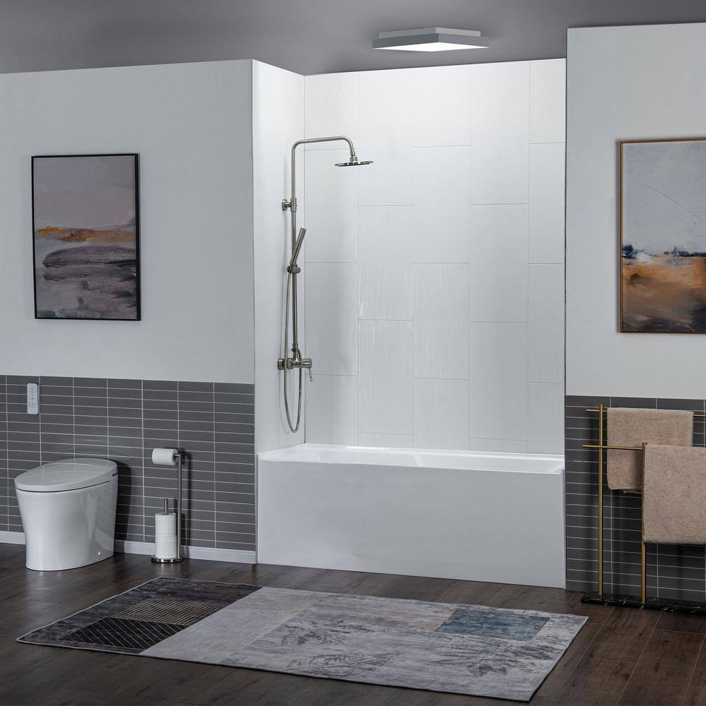 Flint 60'' x 30'' White Acrylic Alcove Soaking Bathtub