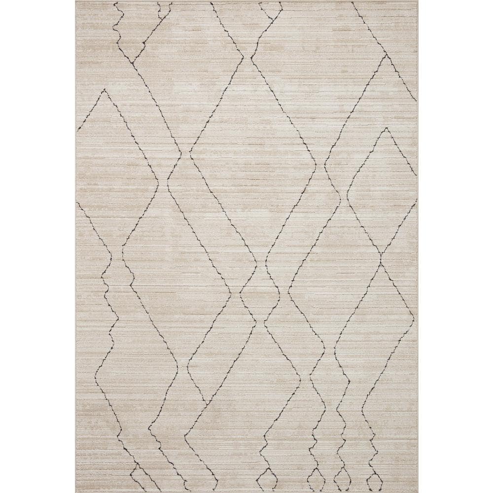 LOLOI II Darby Sand/Charcoal 18 in. x 18 in. Sample Transitional Modern Area Rug, Sand / Charcoal