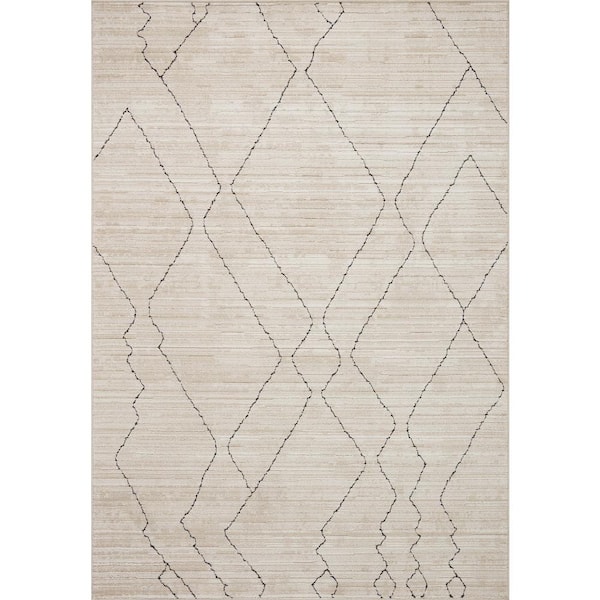 LOLOI II Darby Sand/Charcoal 18 in. x 18 in. Sample Transitional Modern Area Rug