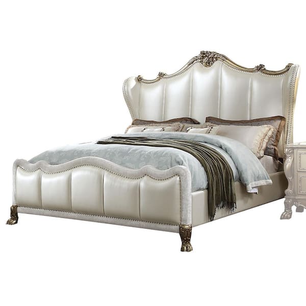 Acme Furniture Dresden II Pu and Gold Patina Queen Bed