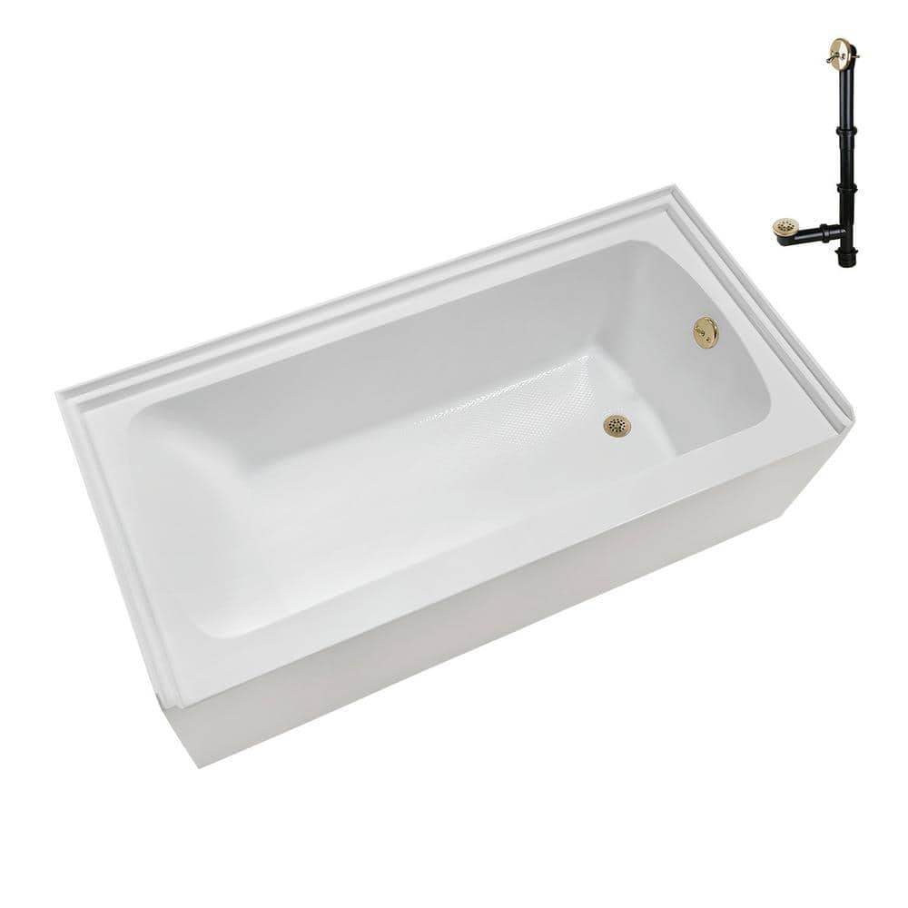 60 in. x 30 in. Soaking Acrylic Alcove Bathtub with Right Drain in Glossy White, External Drain in Polished Brass price history on PriceWatchPro