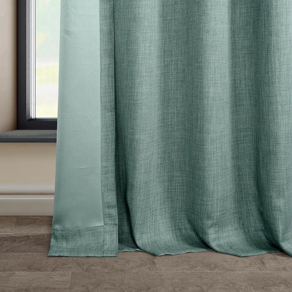 Sea Thistle Blue Faux Linen Room Darkening Grommet Panel - 50" x 108"