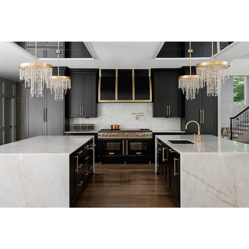 Antique Gold Elegance 6-Light Crystal Waterfall Chandelier