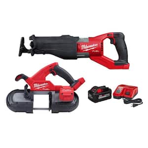 M18 FUEL 18V Lithium-Ion Brushless Cordless Super SAWZALL Saw w/Compact Bandsaw & 8.0ah Starter Kit