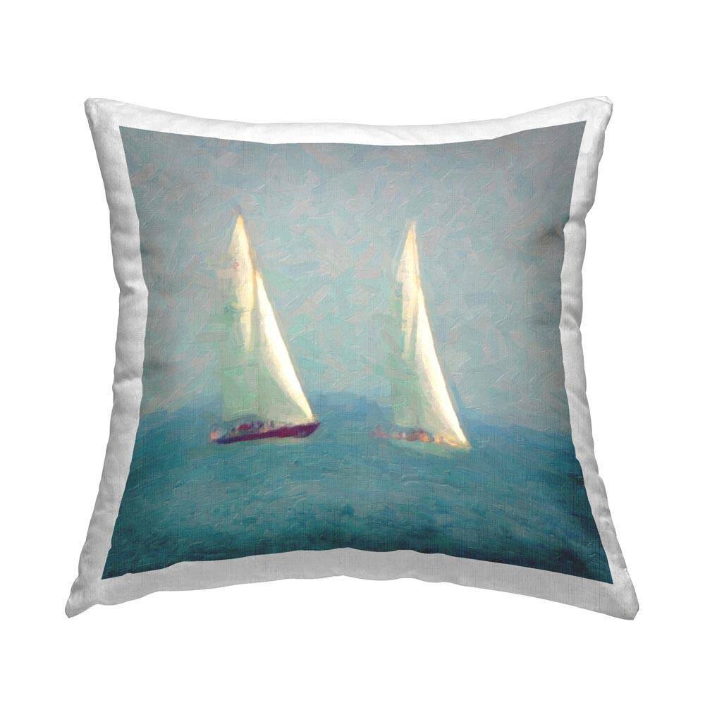 Stormy Sailboat Seascape Blue Print Polyester 18 in. x 18 in. Throw Pillow price history on PriceWatchPro