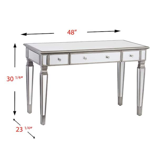 Mirrored writing deals desk with drawers