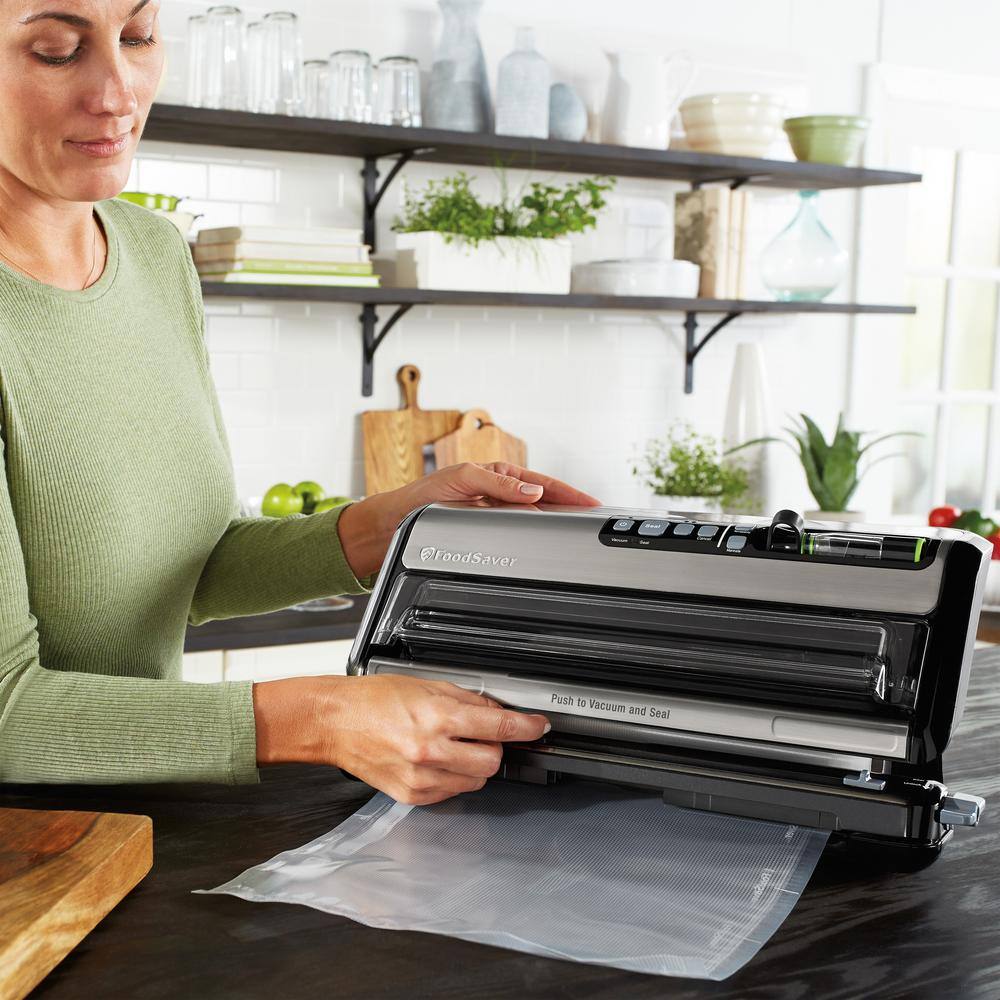 Black Stainless Steel 2-in-1 Food Vacuum Sealer with Bag Cutter