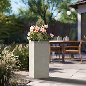 Modern 28 in. High Large Tall Tapered Square Light Gray Outdoor Cement Planter Plant Pots