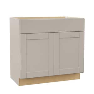Shaker 36 in. W x 21 in. D x 34.5 in. H Assembled Bath Base Cabinet in Dove Gray without Shelf