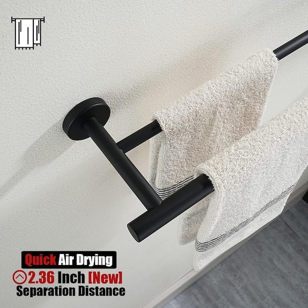 Dyiom Black Towel Rack Swivel Towel Rack Wall Mounted, SUS304 Stainless  Steel Towel Bar, Space Saving Towel Holder B09DY1KCLG - The Home Depot