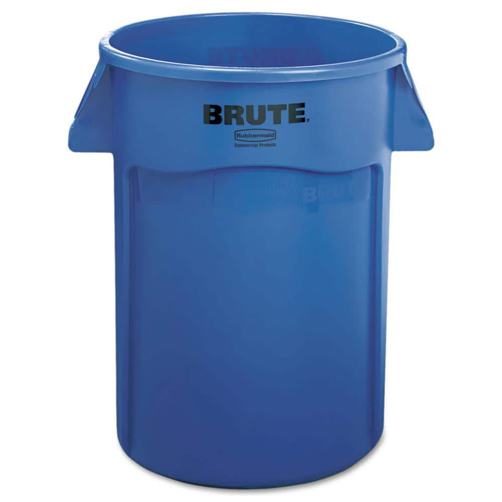 Rubbermaid Commercial Products Brute 50 Gal. Blue Plastic Square Rollout Trash  Can with Lid RCP9W27BLU - The Home Depot