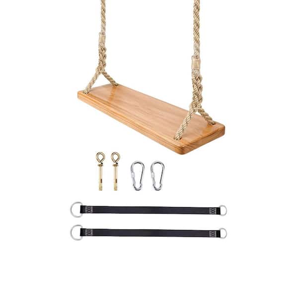 Wood Swing Set with Rose Garland, 24x8x1.2 Inch Adjustable Nylon