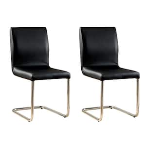 Lodia I Black Leather with Metal Frame Side Chair (Set of 2)