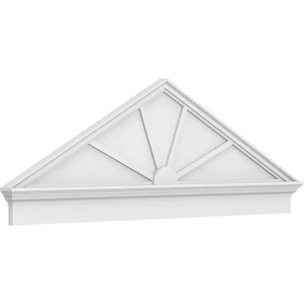 Ekena Millwork 70-in. W x 24-3/8-in. H x 2-3/4-in. P (Pitch 6/12) Peaked Cap 4 Spoke Signature Urethane Combination Pediment Primed Tan