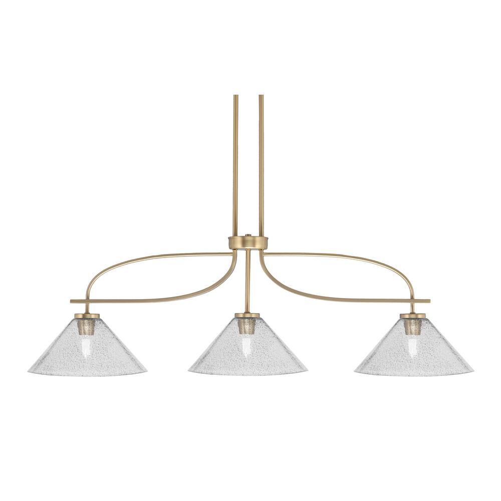 Olympia 3-Light New Age Brass Chandelier with Smoke Bubble Glass Shades