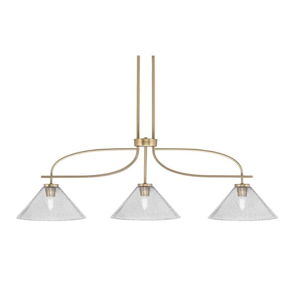 Unbranded Olympia 3-Light New Age Brass Chandelier with Smoke Bubble Glass Shades