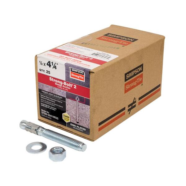 Simpson Strong-Tie Strong-Bolt 1/2 in. x 4-1/4 in. Zinc-Plated Wedge Anchor (25-Pack)