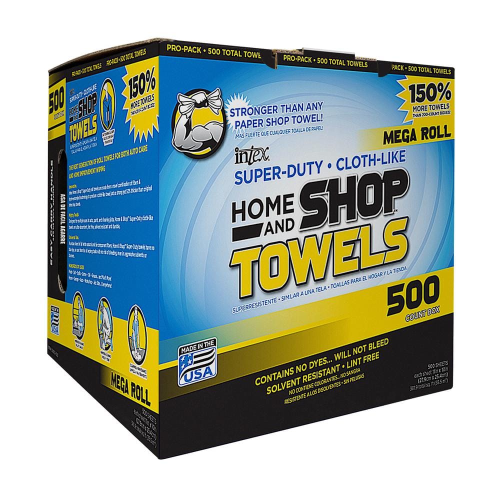 Intex 10 in. W x 12 in. L Heavy-Duty Home and Shop Towel Wipers (500 ...