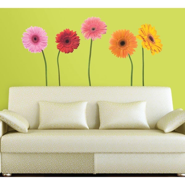RoomMates Gerber Daisies Peel and Stick 25-Piece Wall Decals