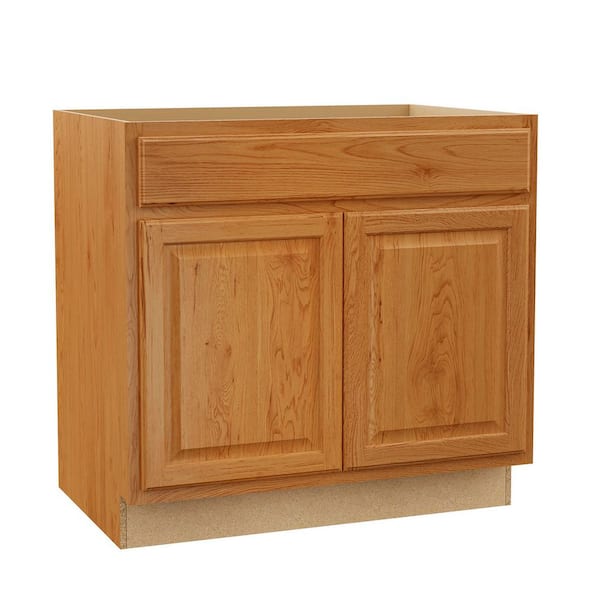 Hampton 36 in. W x 24 in. D x 34.5 in. H Assembled Sink Base Cabinet in Medium Oak