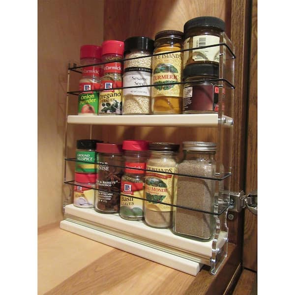 NEX Silver 2 Tier Standing Spice Jar Rack Kitchen Storage Organizer