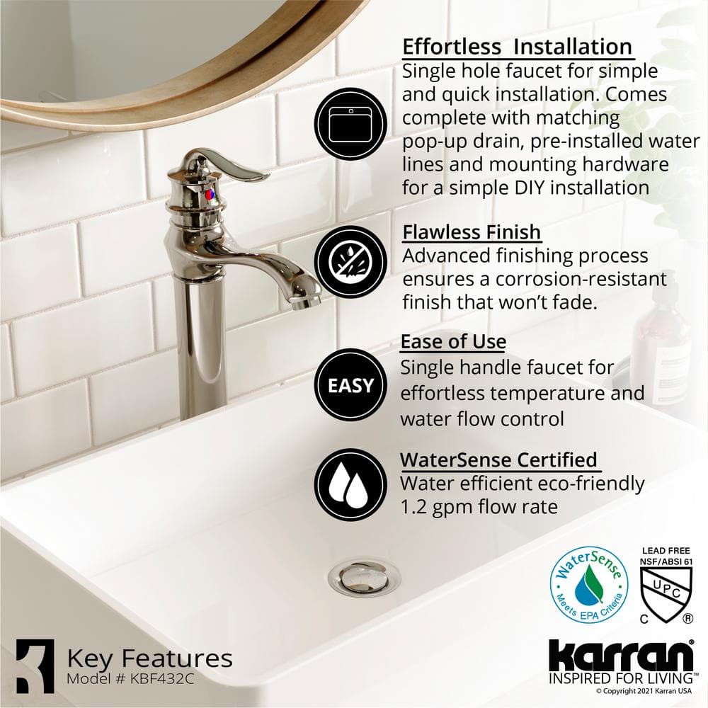 Dartford Chrome Single Handle Vessel Bathroom Faucet