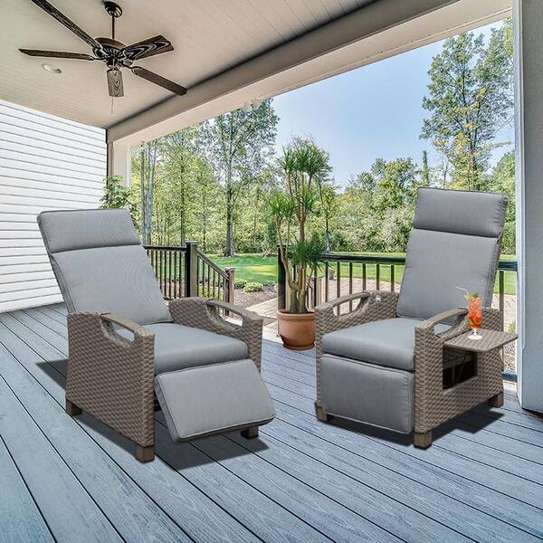 Sudzendf 1-Piece Hand-Woven Wicker Outdoor Recliner Chair
