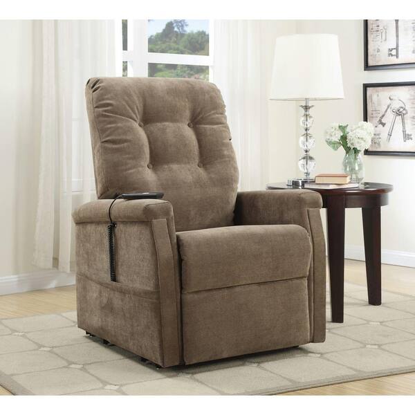 PRI Brown Fabric Power-Lift Recliner