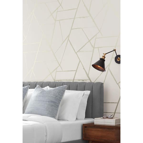 Intersect Beige Metallic Metallic Paper Non-Pasted Wallpaper