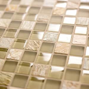 Classic Design Cream Square Mosaic 1 in. x 1 in. Glass and Stone Wall Pool and Floor Tile (11 sq. ft./Case)