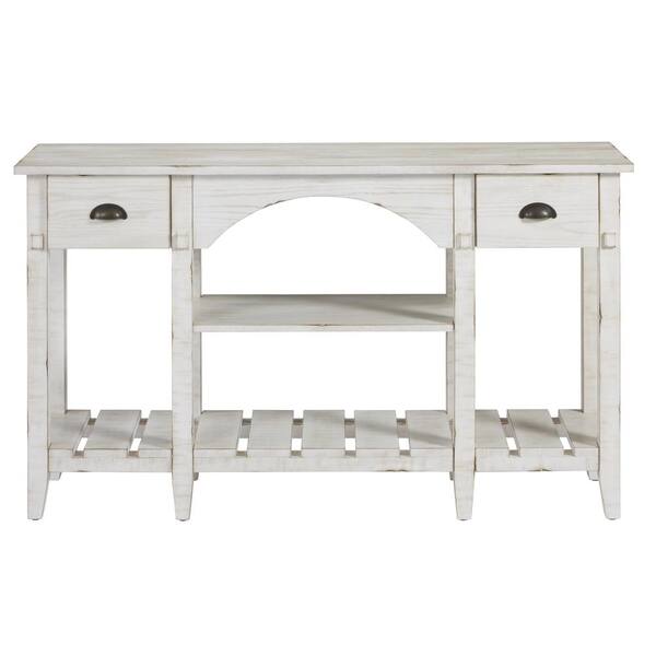 Progressive Furniture Mercantile 52 in. White Standard Rectangle Wood Console Table with Drawers