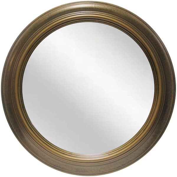 Pristine Antique Gold 24 in W x 24 in H Round Plastic Framed Mirror