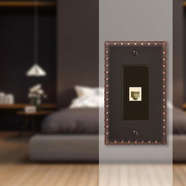 Antiquity 1 Gang Phone Metal Wall Plate - Aged Bronze