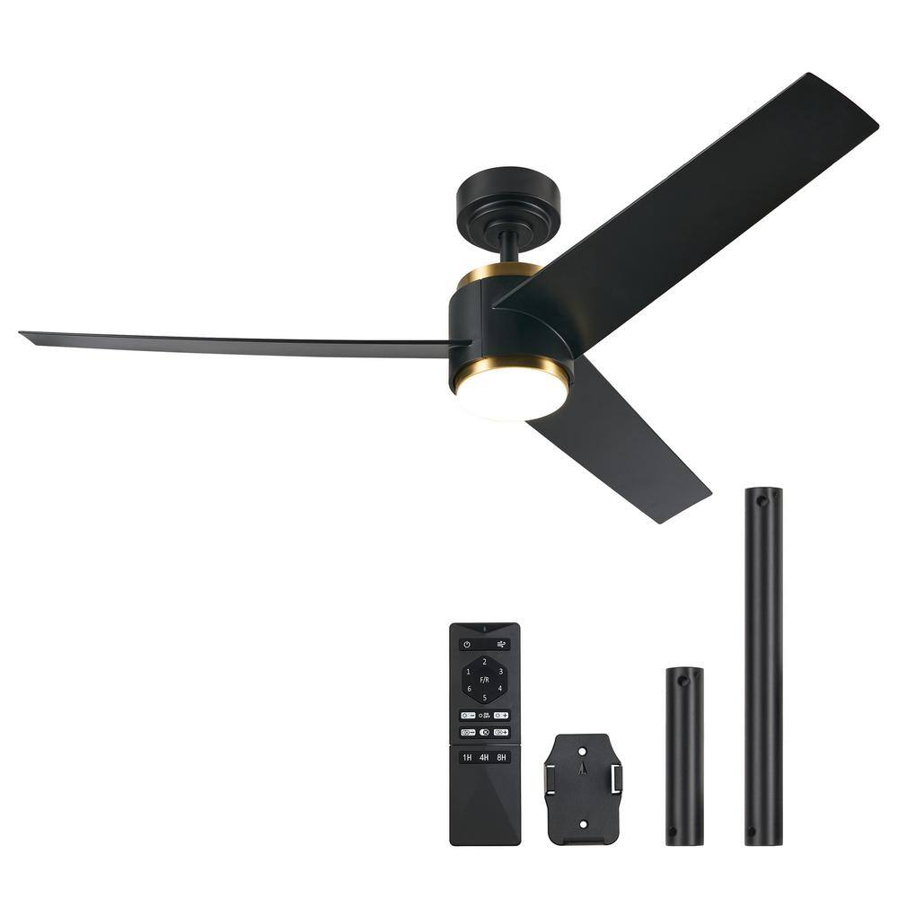 Merra 52 in. Indoor Gold Black Standard Ceiling Fan with Dimmable 3000