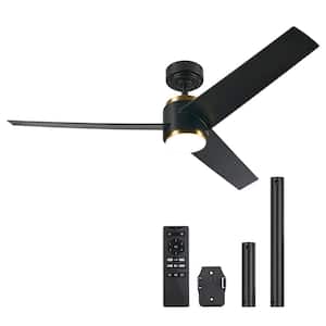 52 in. Indoor Gold Black Standard Ceiling Fan with Dimmable 3000-6500K Adjustable White Integrated LED & Remote