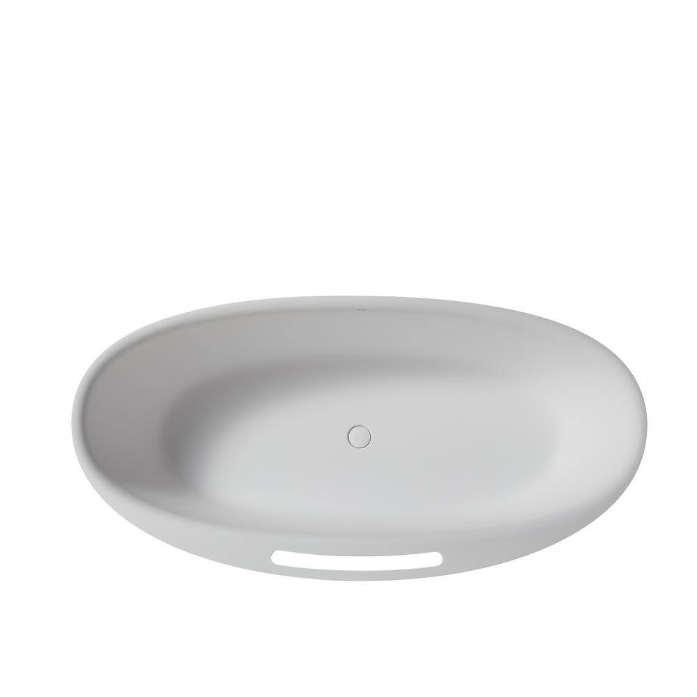 65'' White Fiberglass Freestanding Soaking Bathtub