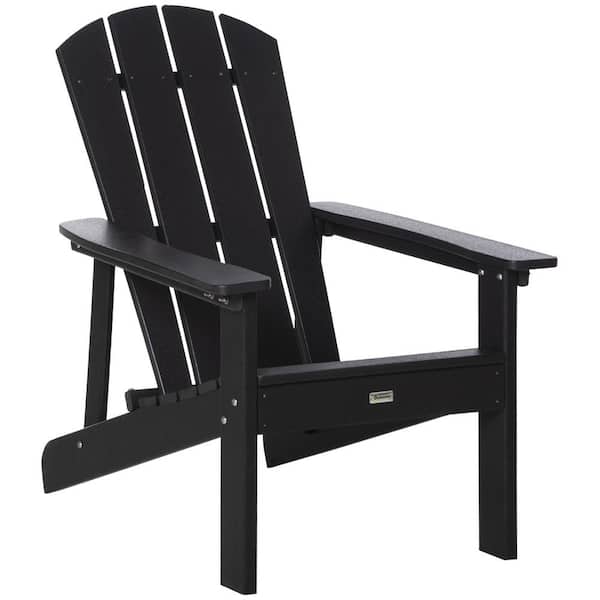 FORCLOVER Black Reclining Composite Plastic Weather-Resistant Adirondack Chair